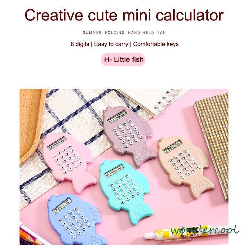 Kalkulator Mini saku motif Lucu Korea style Berwarna-warni Kalkulator Gantungan Kunci Ikan 8 digit Kreatif-Won