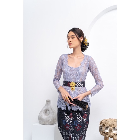 Setelan Kebaya Sarimbit Couple Silver Glossy