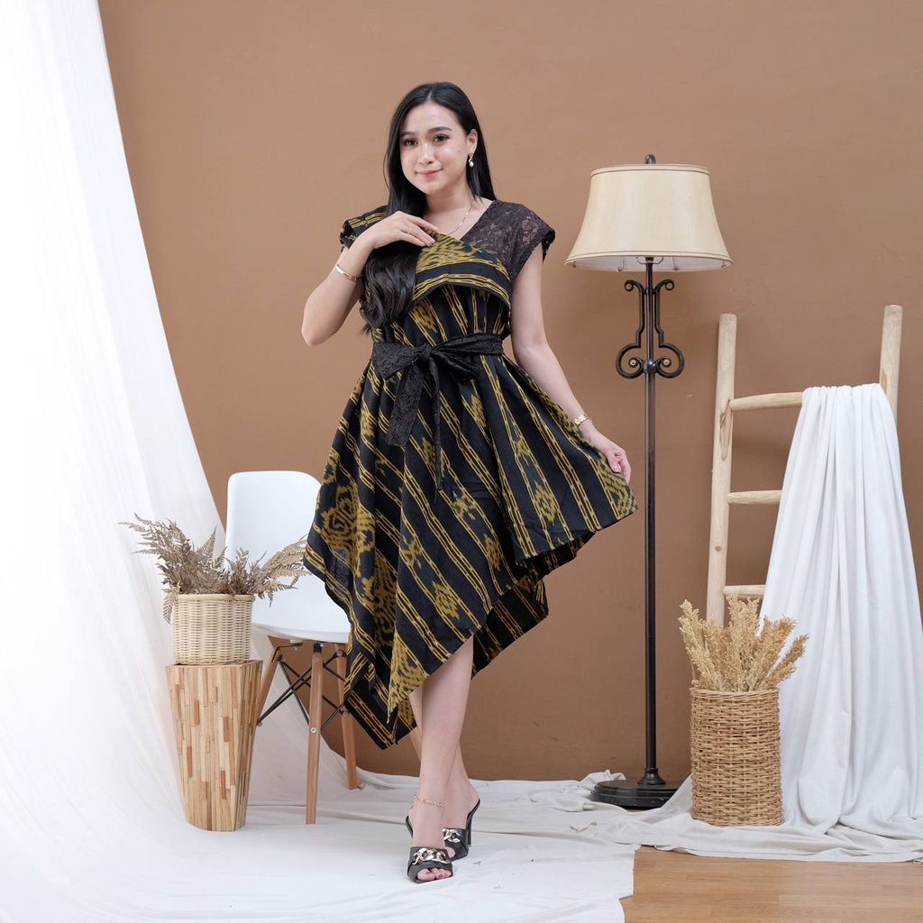 BLACK GOLD DRESS &amp; KIMONO PRIA DEBBY STORE COUPLE TENUN