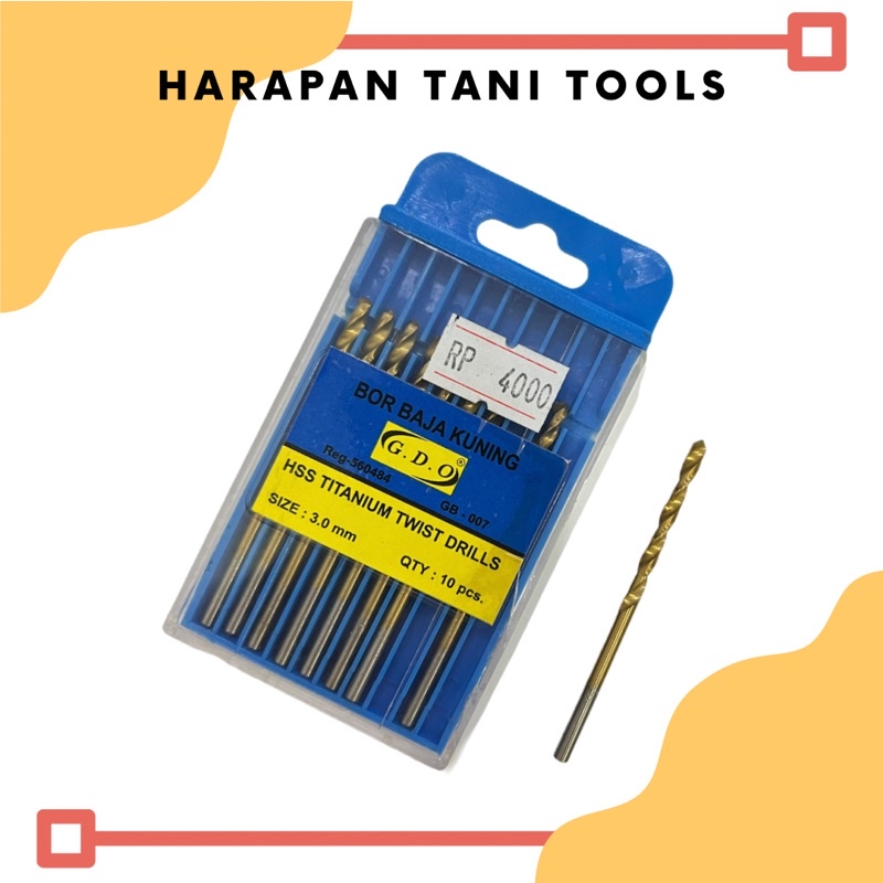 GDO Mata Bor Besi Kuning 3mm | G.D.O Mata Bor Besi Kuning 3mm | Mata Bor Besi Kuning 3mm