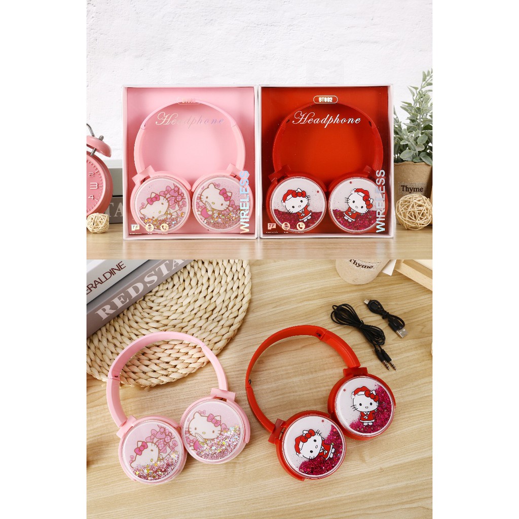 Headset Bluetooth Type 002 hellokitty Headphone karakter cartoon