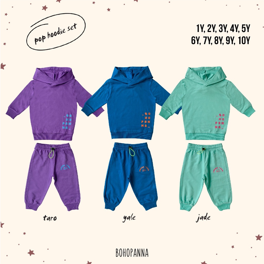 BOHOPANNA POP HOODIE SET SETELAN HOODIE ANAK BAJU PANJANG CELANA PANJANG ANAK BOHO BABY 1 - 10 TAHUN