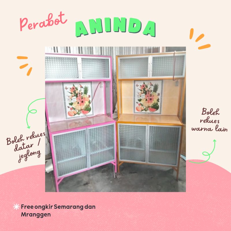 RAK PIRING ALUMUNIUM KACA MAGICOM PINTU 4 (HANYA SEMARANG & SEKITAR)