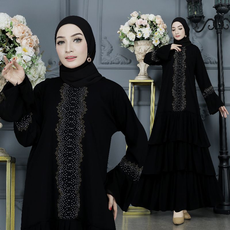 Gallery Exclusive Abaya Hitam Gamis Bordir Turkey Dubai Humairo