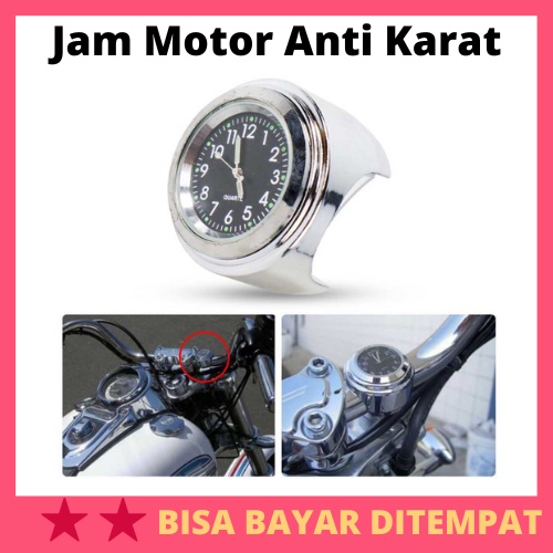 Jam Motor Anti Karat Handlebar Clock Stainless Steel / Jam Sepeda Motor Montor Digital Tempel Beat C