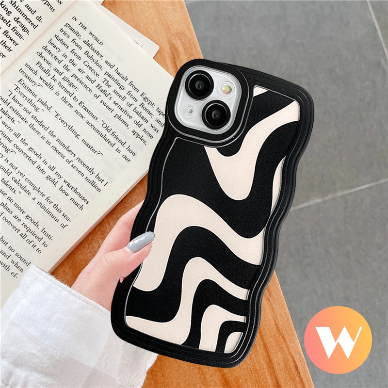 Wavy Edge Soft Case Redmi A1 10C 10A 9 9T 10 9A 9C Mi 11T Pro PO CO X3 NFC Pro M3 Redmi Note 11s 10s 11Pro 10 9 8 10Pro Plus Fashion Art Motif Zebra Garis Tidak Teratur Penutup Belakang