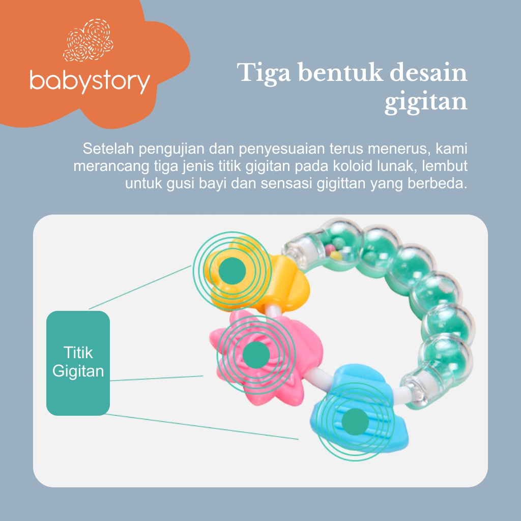 Gigitan bayi Teether Mainan gigitan bayi Mainan Rattle Genggam Bayi Gigitan Empeng Plastik Dengan Teether Gigitan bayi teether