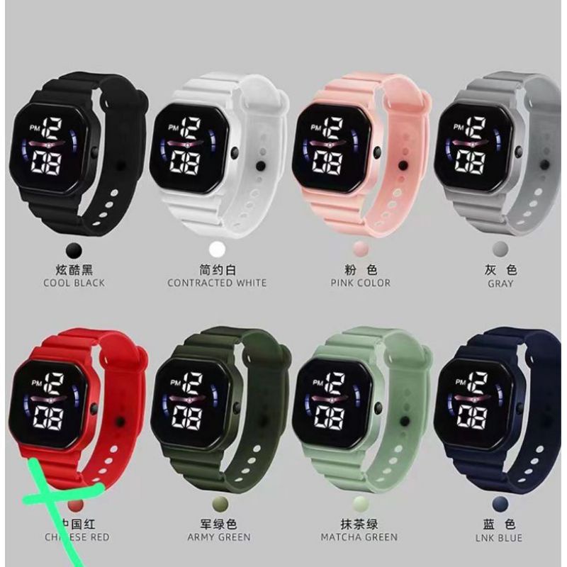 (Terima Cod)Jam Tangan Wanita LED Digital Sergi Warna Warni Rubber/Karet(Dikirim Dari Jakarta)