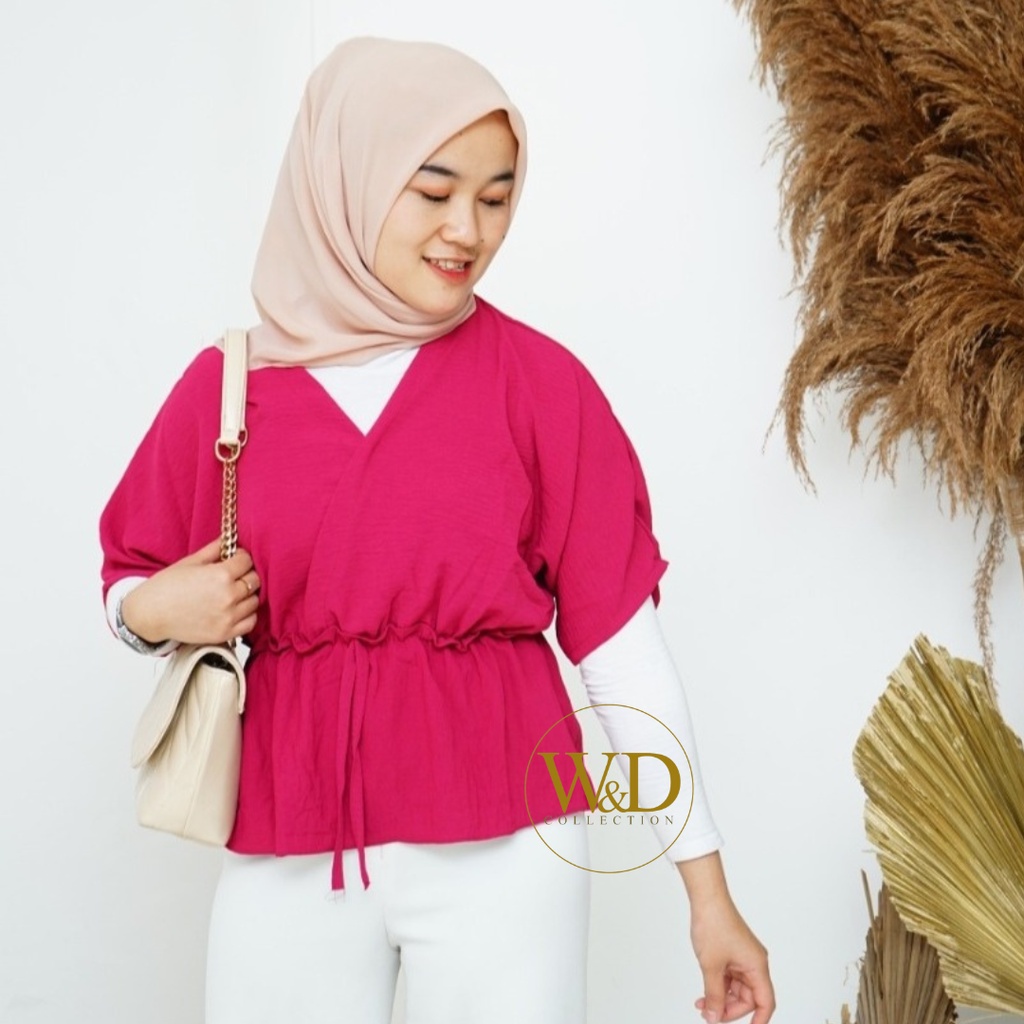 BLOUSE WANITA POLOS CROP LENGAN PENDEK CASUAL CRINCLE AIRFLOW PREMIUM