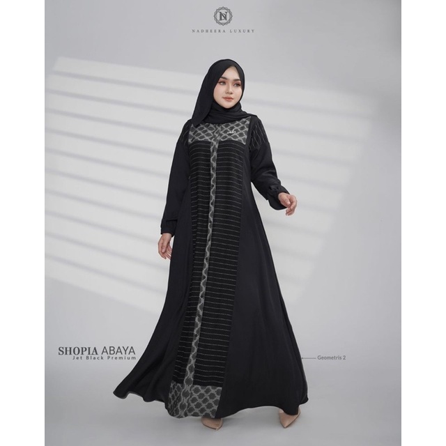 SHOPIA ABAYA NADHEERA LUXURY || ABAYA UMROH || ABAYA JETBLACK