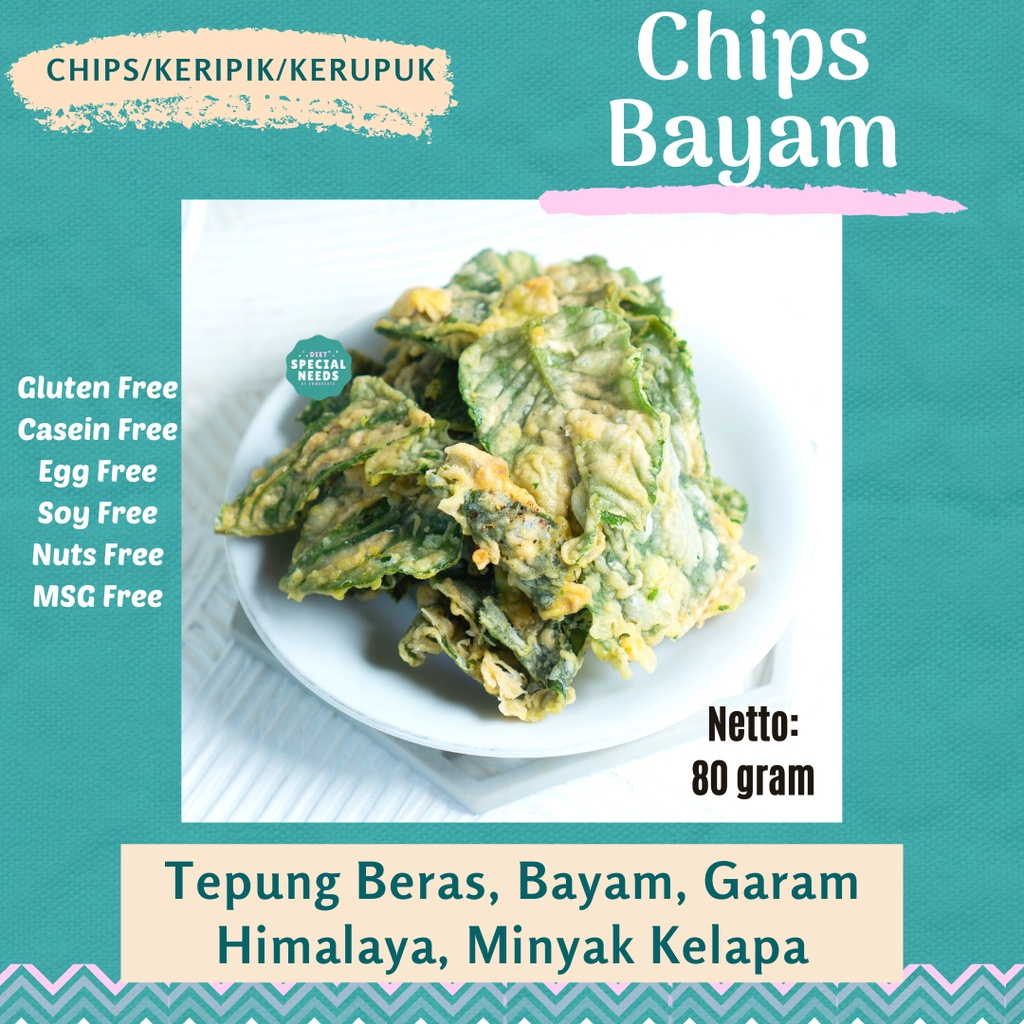 

Keripik Bayam Gluten Free Sugar Free Non MSG - Diet Special Needs