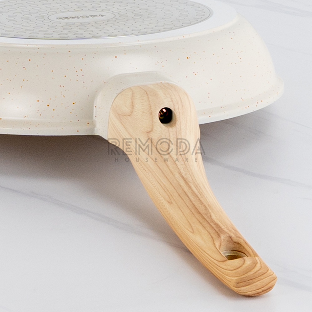 [Remoda] White Willow Frypan White Granite Dengan Tutup 24cm Warna Cream