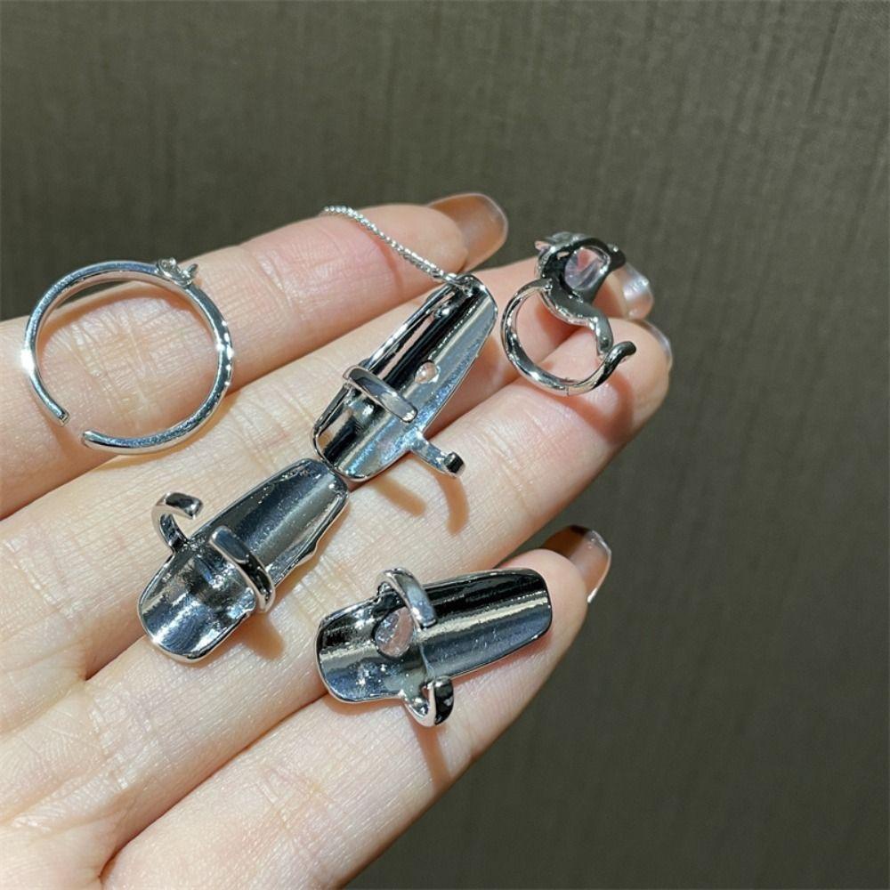 Mxbeauty Kuku Cincin Unik Adjustable Nail Art Cincin Baru Gaya Cina Paduan Hadiah Hari Valentine Logam Tidak Teratur Jari Cincin Set