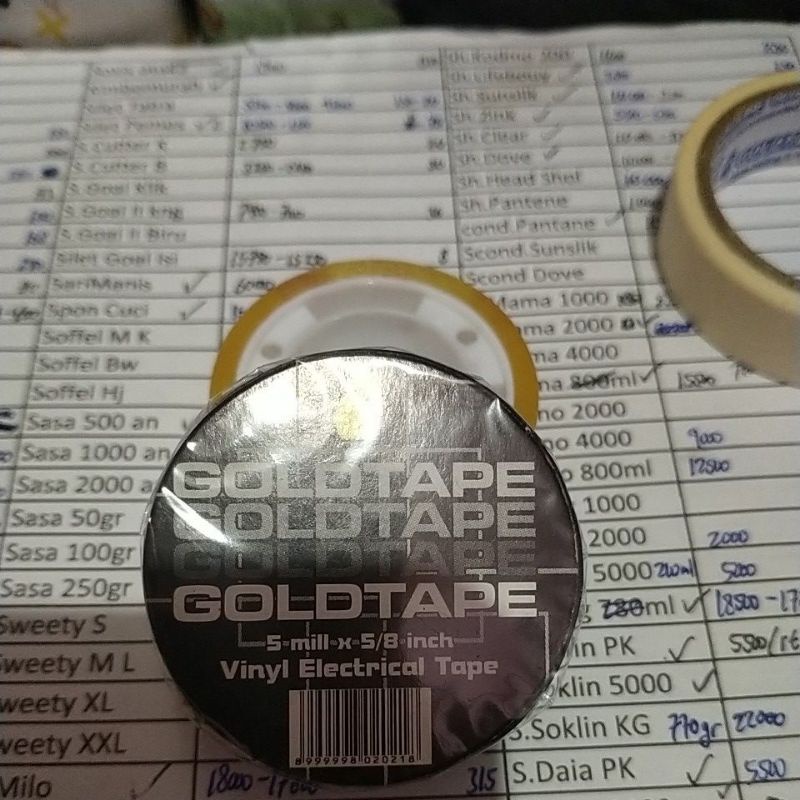 

solasi hitam gold tape, per pcs.