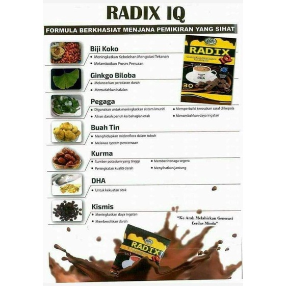 

kopi Radix (iQ) isi 30 sachet cocok untuk otak dan rasa coklat