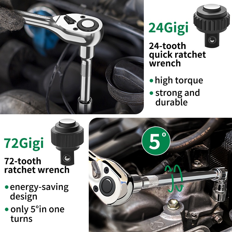 ISKU Kunci Shock Set 53pcs 24gigi/Full Lengkap Socket Toolkit 53pcs kunci Mata Sok