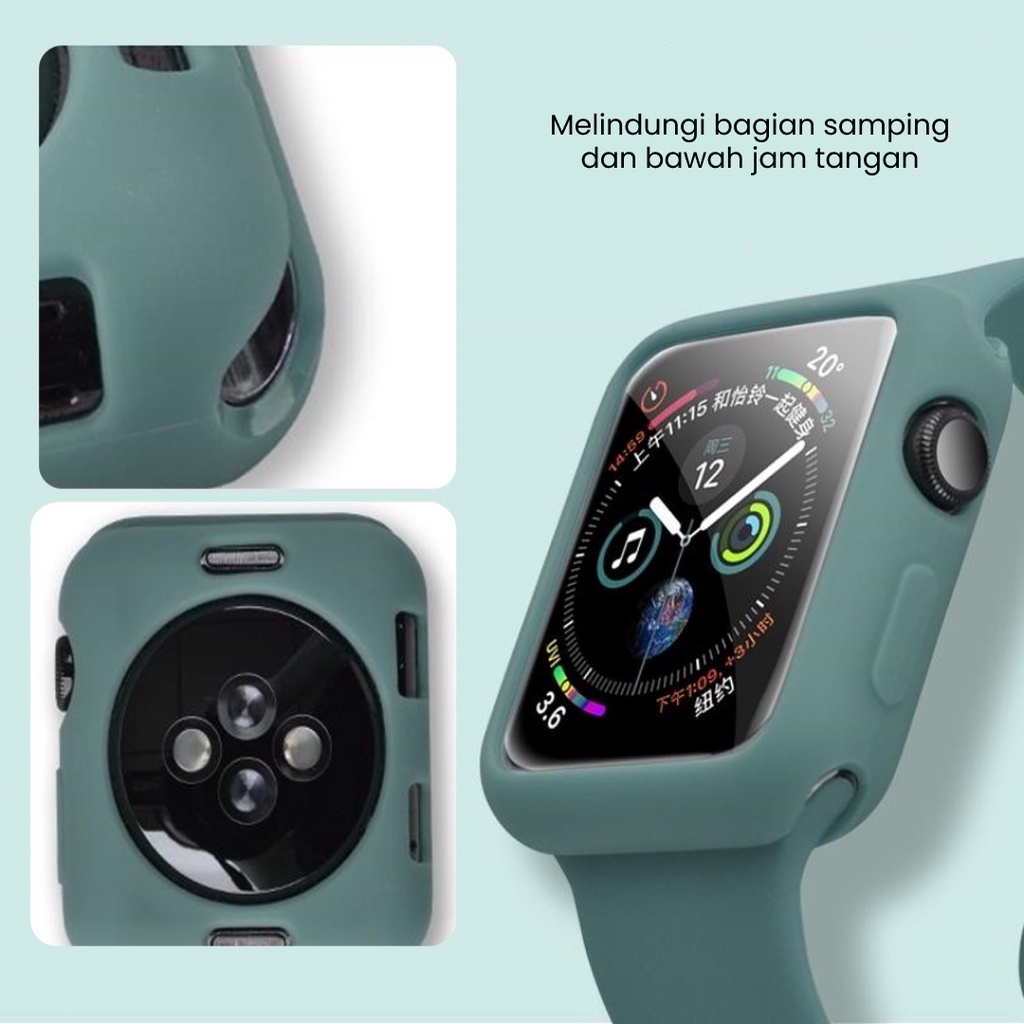 Case Bumper Pelindung Tepi Apple Watch TPU Soft Case iWatch Candy Silicone Screen Protector