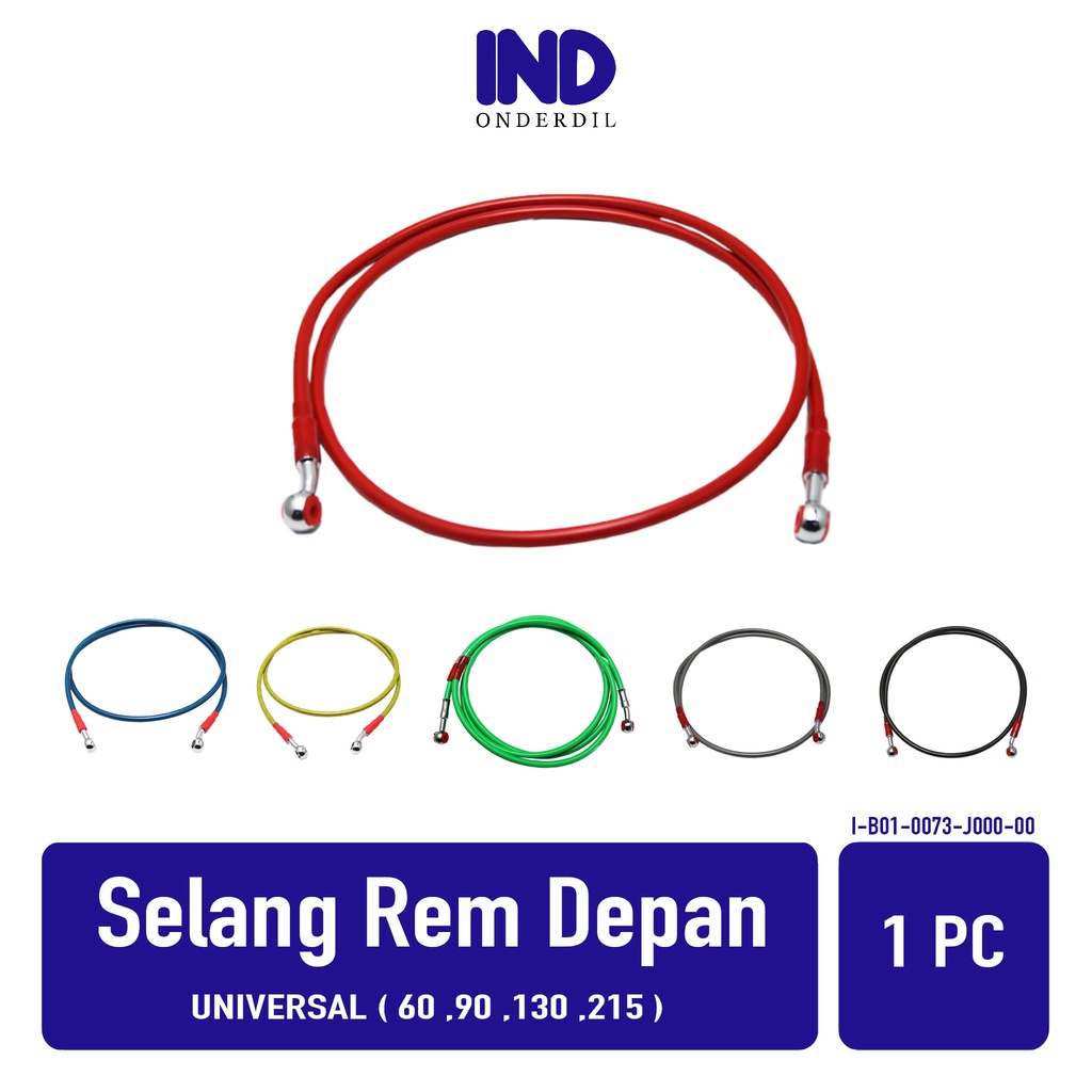 Kabel-Selang Rem Cakram Depan 60-100-130-215 Cm Semua Jenis Motor-Universal Silver-Hijau-Merah-Kuning-Biru-Hitam