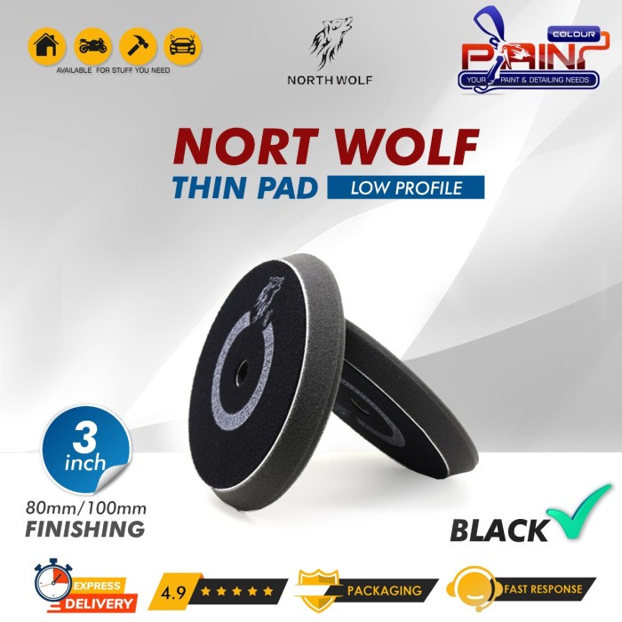 Thin Pad NORTHWOLF Finishing 3 inch Black Busa Poles Mobil North Wolf