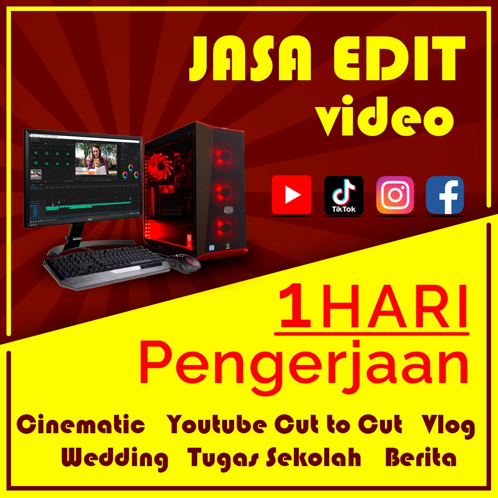 Jasa Edit Video tik-tok/reel/youtube/cinematik/wedding Professional Ekspress SEHARI JADI