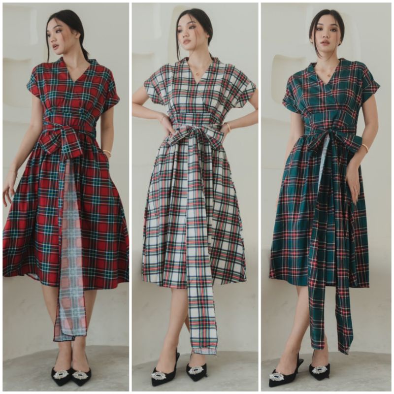 ❣️ SPECIAL PRICE ♡ PREMIUM ♡ ORIGINAL ! NOELLA VINTAGE PLAIN V-NECK KIMONO OBI TIED MIDI FLARE DRESS