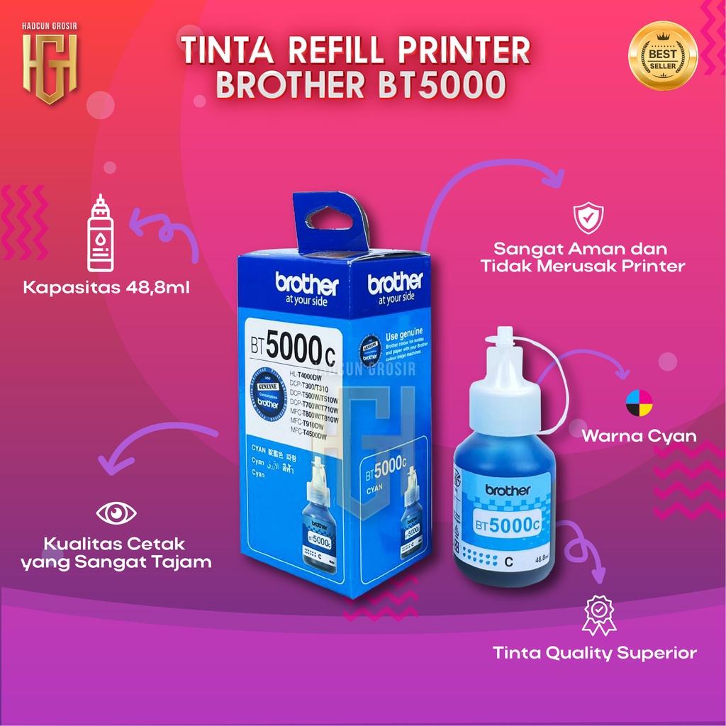 1 SET 4 PCS Tinta Brother BTD60BK BT5000 Tinta Printer DCP T300 T500W T700W T800W T310 T510W T710W T810W