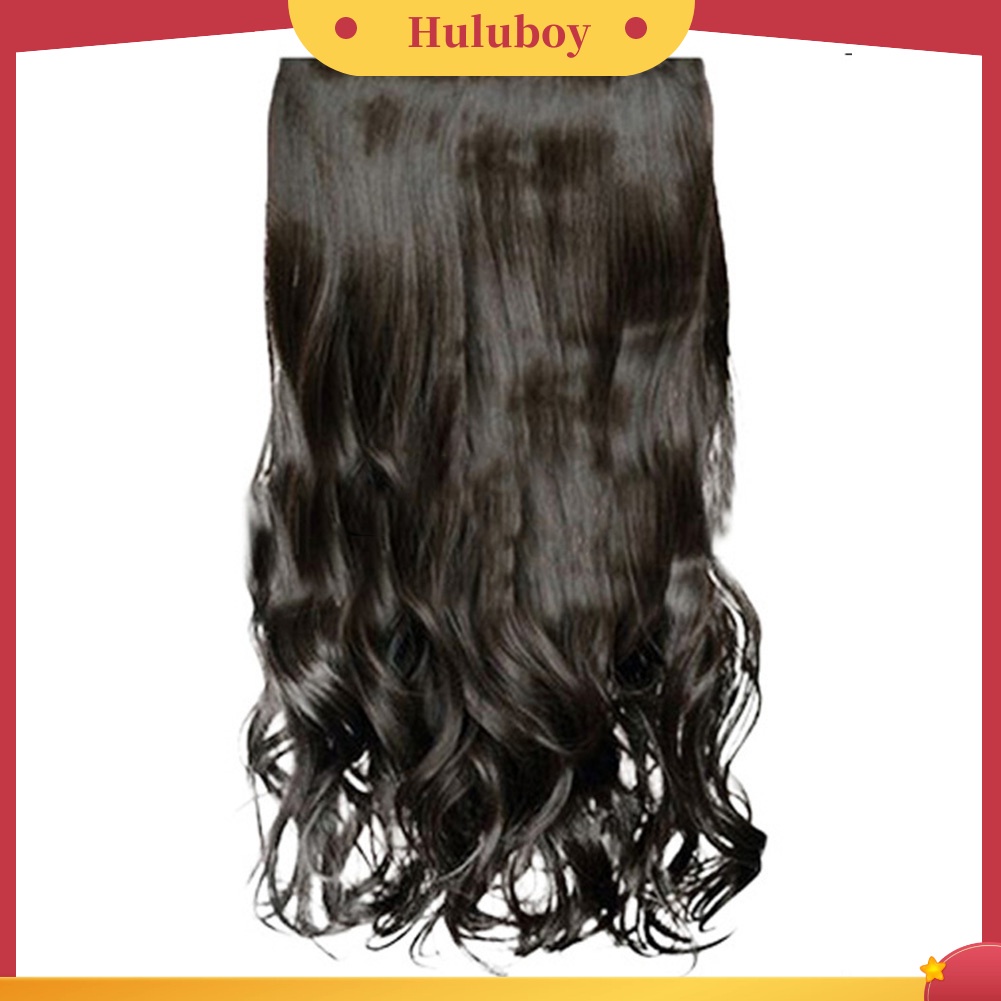 Wig Rambut Sintetis Model Panjang Keriting Gelombang Tahan Panas Dengan 5 Klip Untuk Wanita