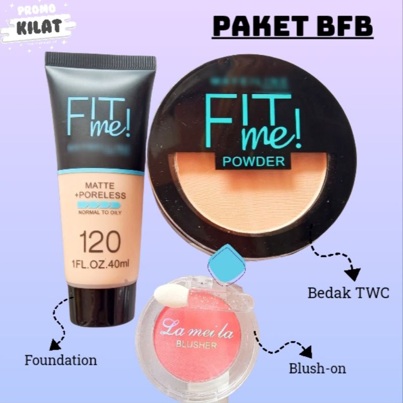 [PAKET BUNDLING] Paket Hemat 3in1 Bedak + Foundation + Free Blush-on