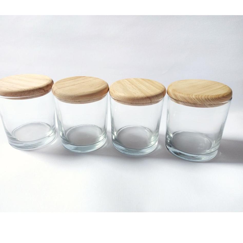Baru Kejutan JAR GELAS LILIN, DLL (300ml) | BOTOL TOPLES KACA BELING TUTUP KAYU | WOODEN LID JAR