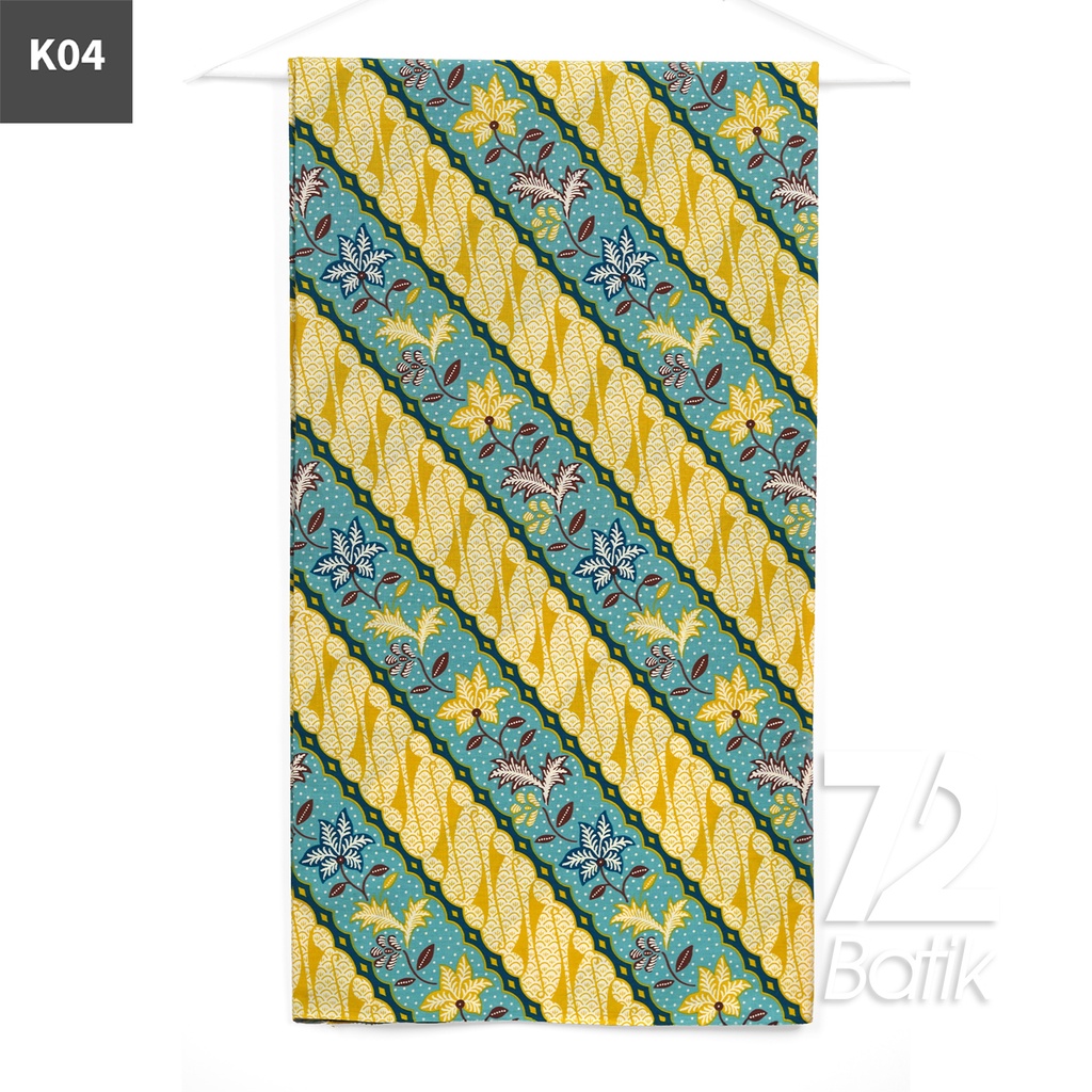 KAIN BATIK KATUN Premium Motif Daun Parang Warna Biru Muda Kuning 722988 Cap 72IL Jarik Jarit Samping Kebat Panjang Batik Katun Modern Premium Bahan Seragam Batik Pernikahan Kantor Keluarga Murah Kamen Jadi Batik Bali Lembaran