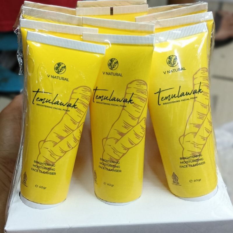 V Natural Temulawak Brightening Facial Foam 100 ml / 60 ml