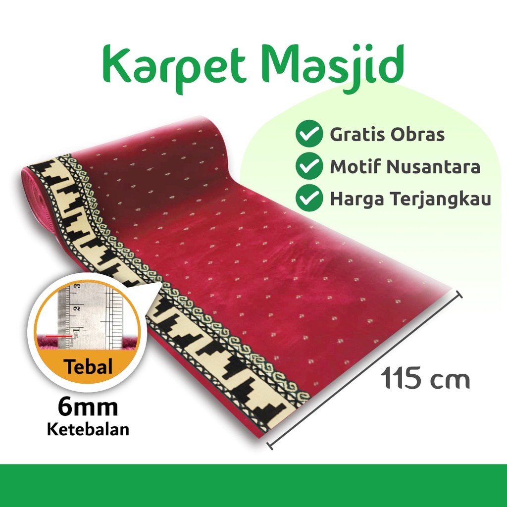 Karpet Masjid tebal 6mm sajadah mushola Karpet masjid meteran murah peralatan sholat
