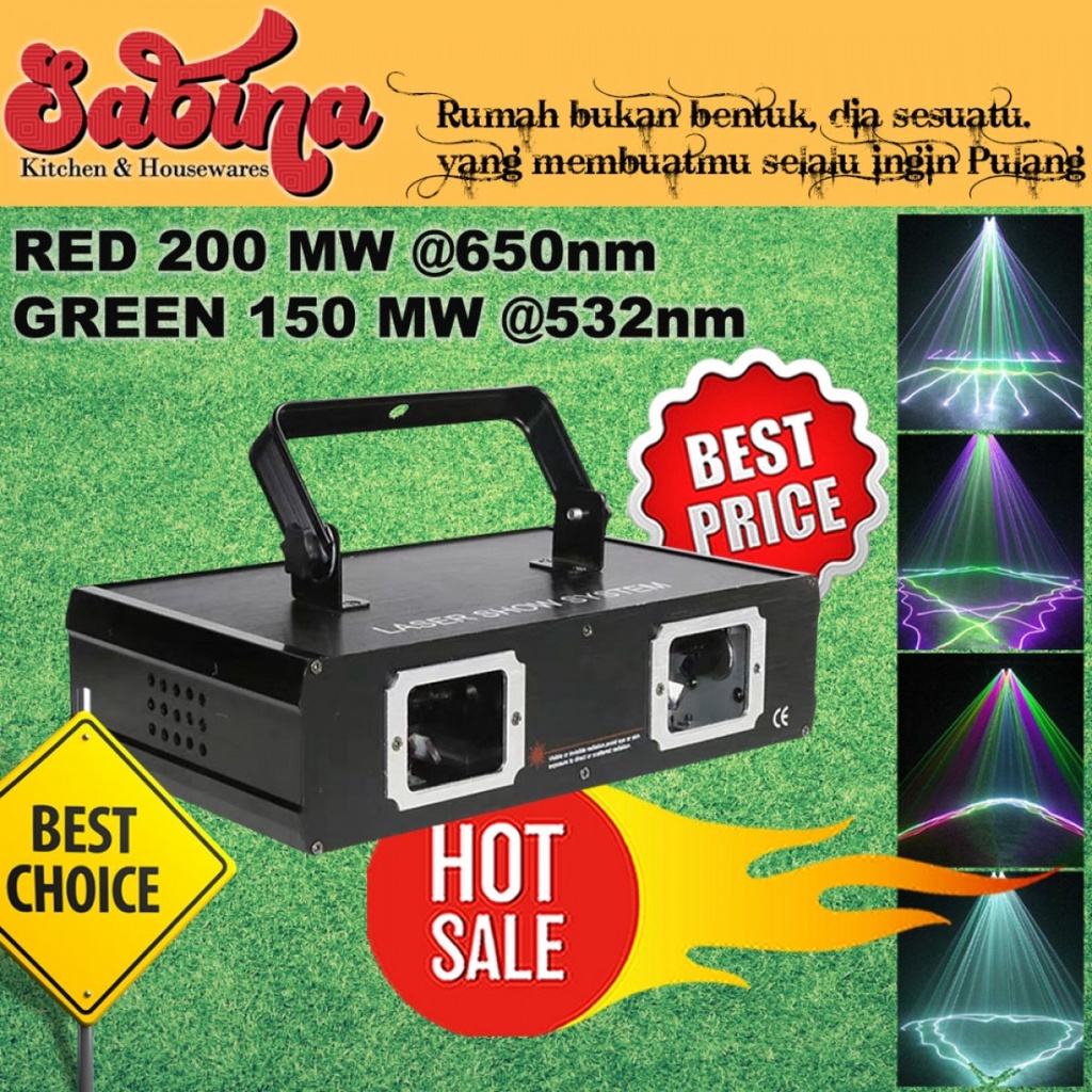 Lampu Proyektor 2 Laser Sorot Panggung Party Stage Effect DMX512