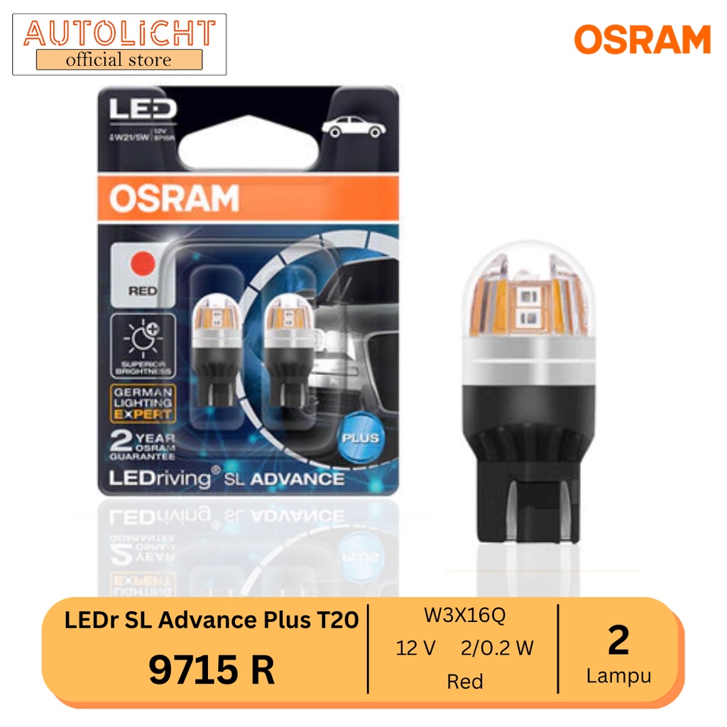 Osram LEDr SL Advance T20 W21/5W W3x16q 12V Merah Lampu Rem Stop - 9715 R
