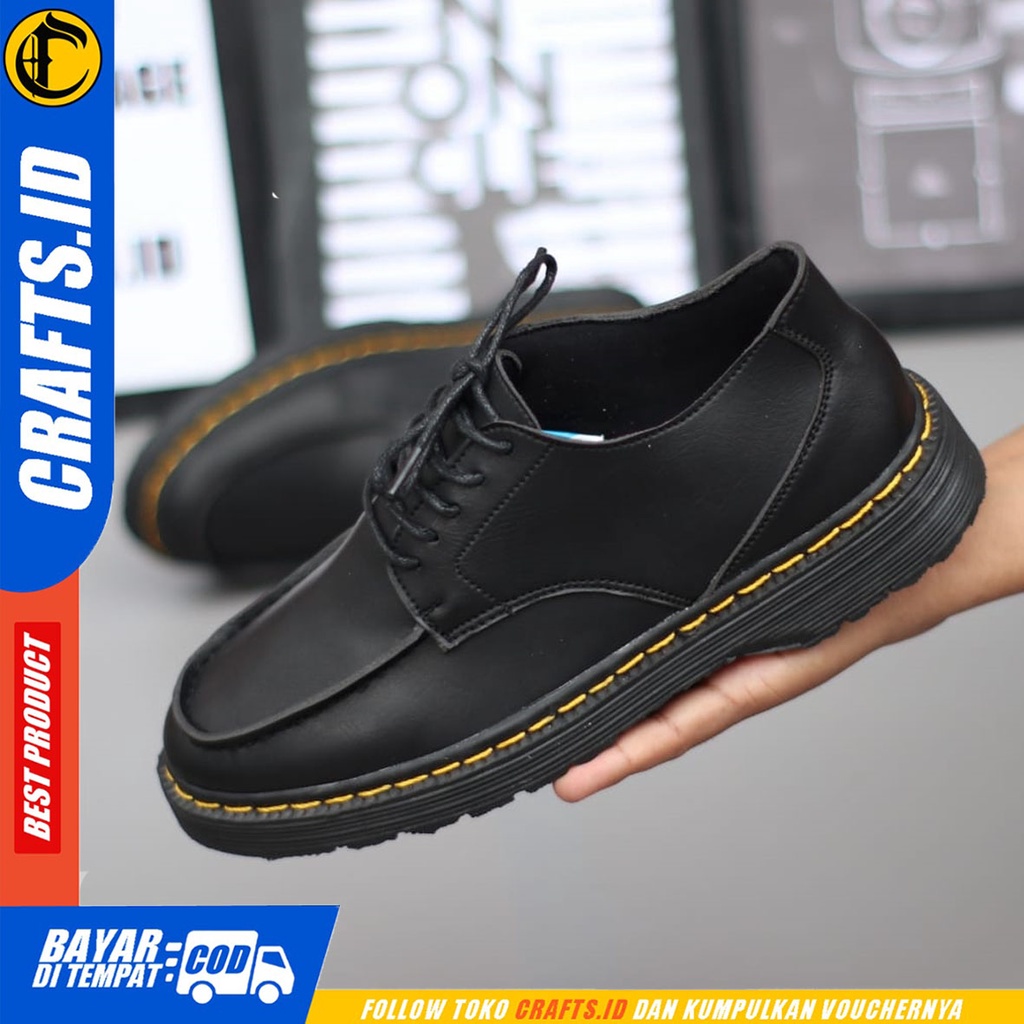 CRAFTS hollow - Sepatu Pantofel Formal Casual Docmart Kerja Hitam Pria