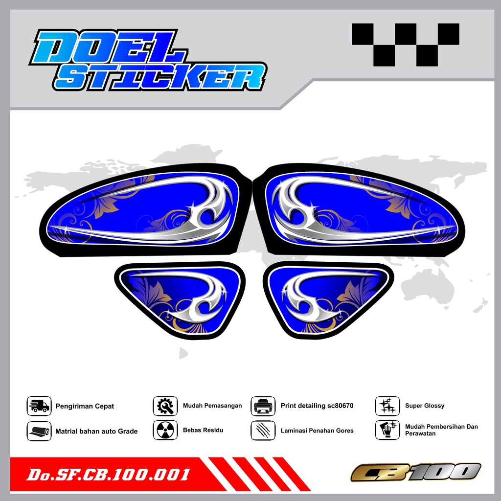 Sticker Striping Honda CB 100 List Variasi Hologram , Crome Doel 001