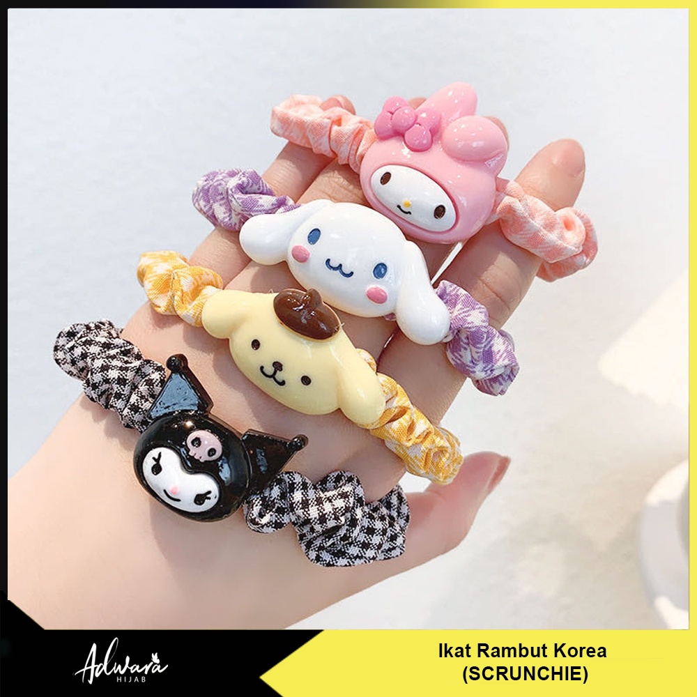 Ikat Rambut Wanita Korea / Pita Scrunchie Melody Kitty Kuromi