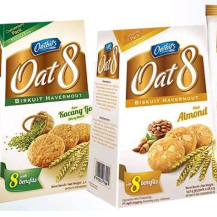 

[V-9&Q »] oatbits oat 8 kacang hijau / almond 142 gram (5x28,5 gram)-berkualitas