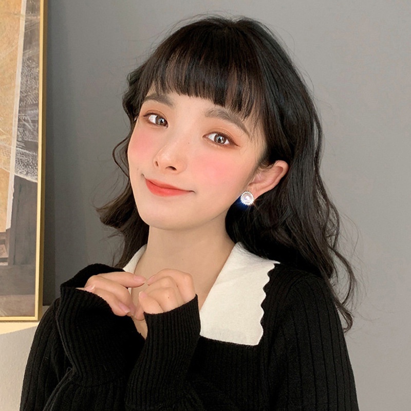 AY(CN) Anting Mutiara Kristal Fashion Untuk Wanita Hypoallergenic Bulat Stud Earring Fashion Aksesoris Perhiasan