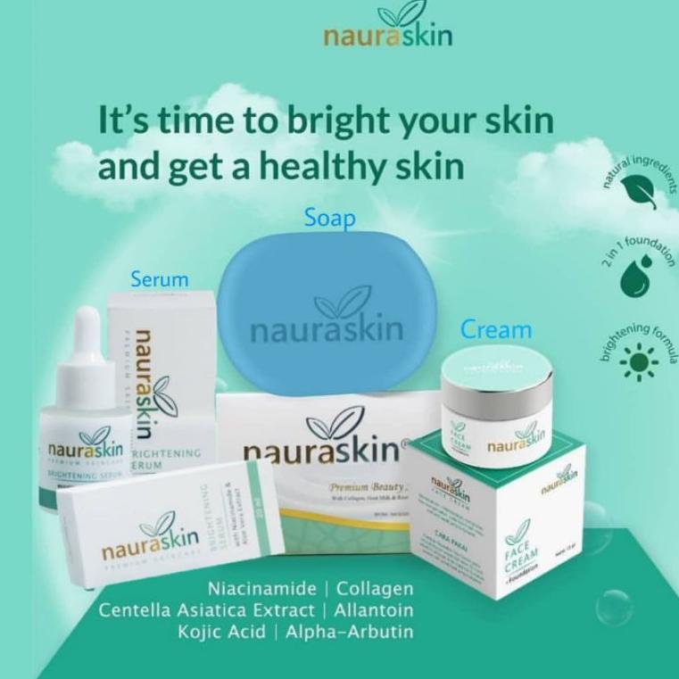 Kode[D63E]-✔) NAURASKIN Soap / Face Cream / Serum - Sabun Collagen & Whitening paling laris