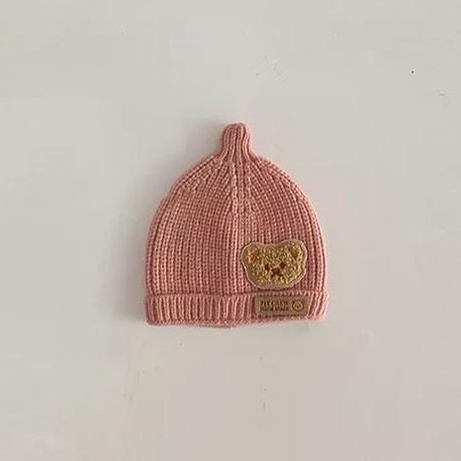 Topi Kupluk anak perempuan dan laki-laki motif RAJUT BEAR usia 6-24 bulan / topi anak lucu