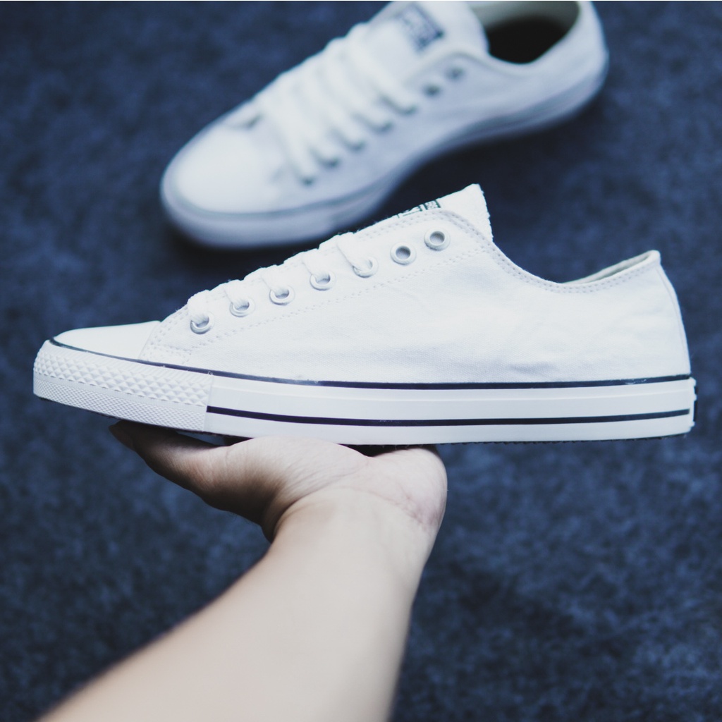 ( BISA COD ) Sepatu converse pendek all star Putih Lis Hitamlow tali untuk sekolah cowo cewe tanpa box