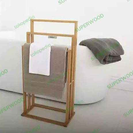 Rak handuk kayu jati/ladder hanger 140x75x30 asik promo