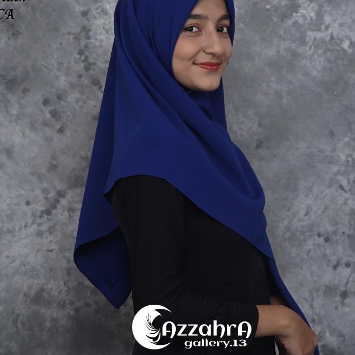 Diskon Jilbab Hijab Kerudung segi empat Murah WOOLPEACH No.45 (Biru BCA)
