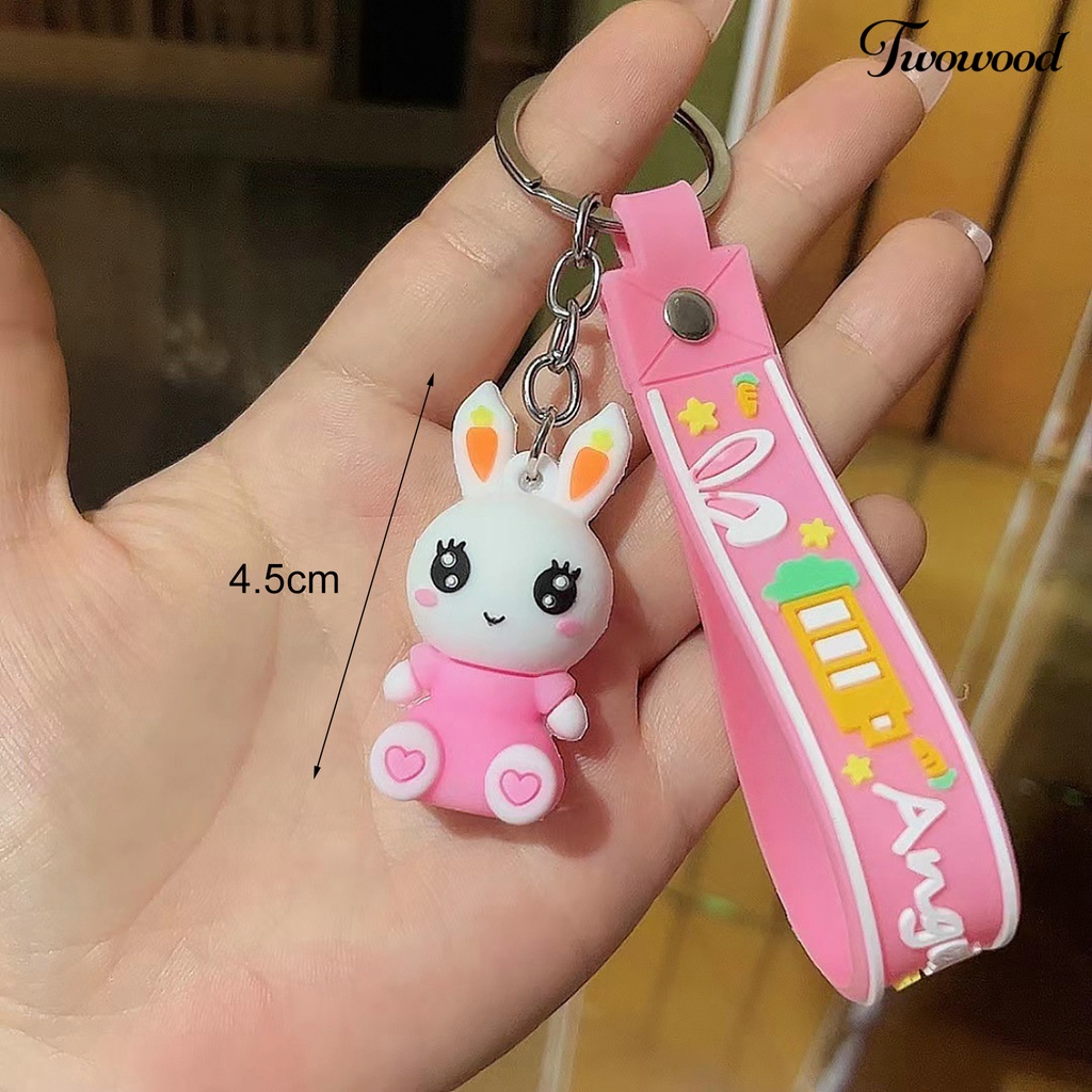 Twowood Key Pendant Good-looking Kartun Indah Hias Aplikasi Lebar Menghias Warna Hidup DIY Boneka Tiga Dimensi Bunny Keychain Untuk Ransel