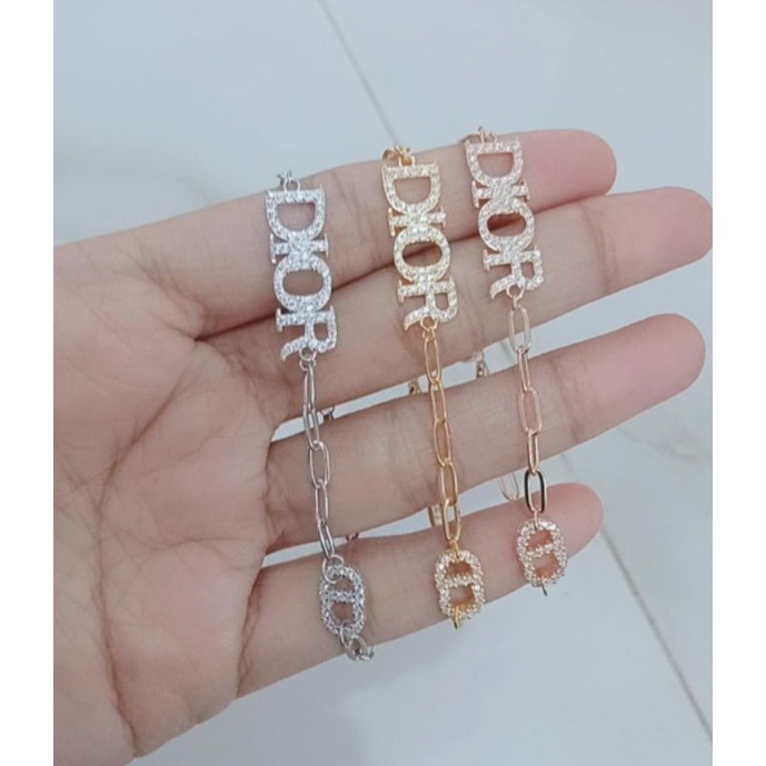 gelang tangan rantai paperclip di*r mp+1bel/perak asli silver 925 lapis emas/perhiasan fashion wanita terbaru