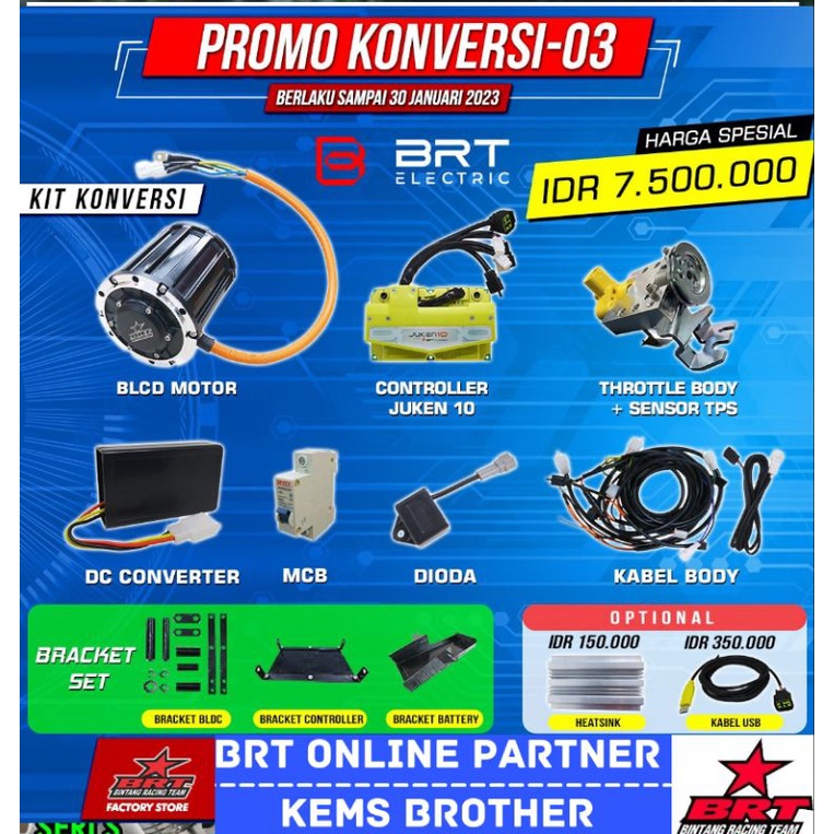 KIT KONVERSI BRT ELECTRIC UNTUK MOTOR LISTRIK