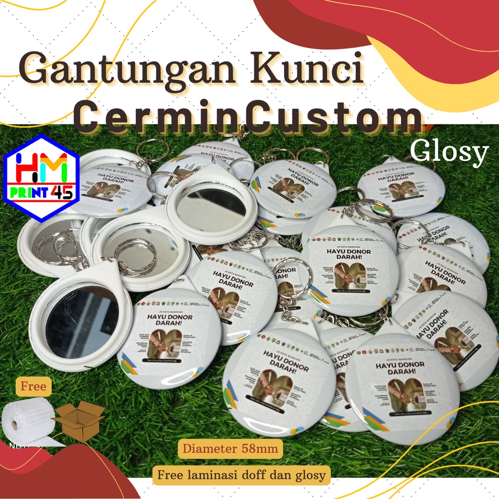 Gantungan Kunci Cermin 44mm Termurah