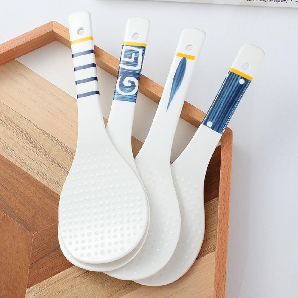 [Elegan] Rice Paddle Cooking Anti Karat Tableware Alat Makan Sendok Saji Keramik