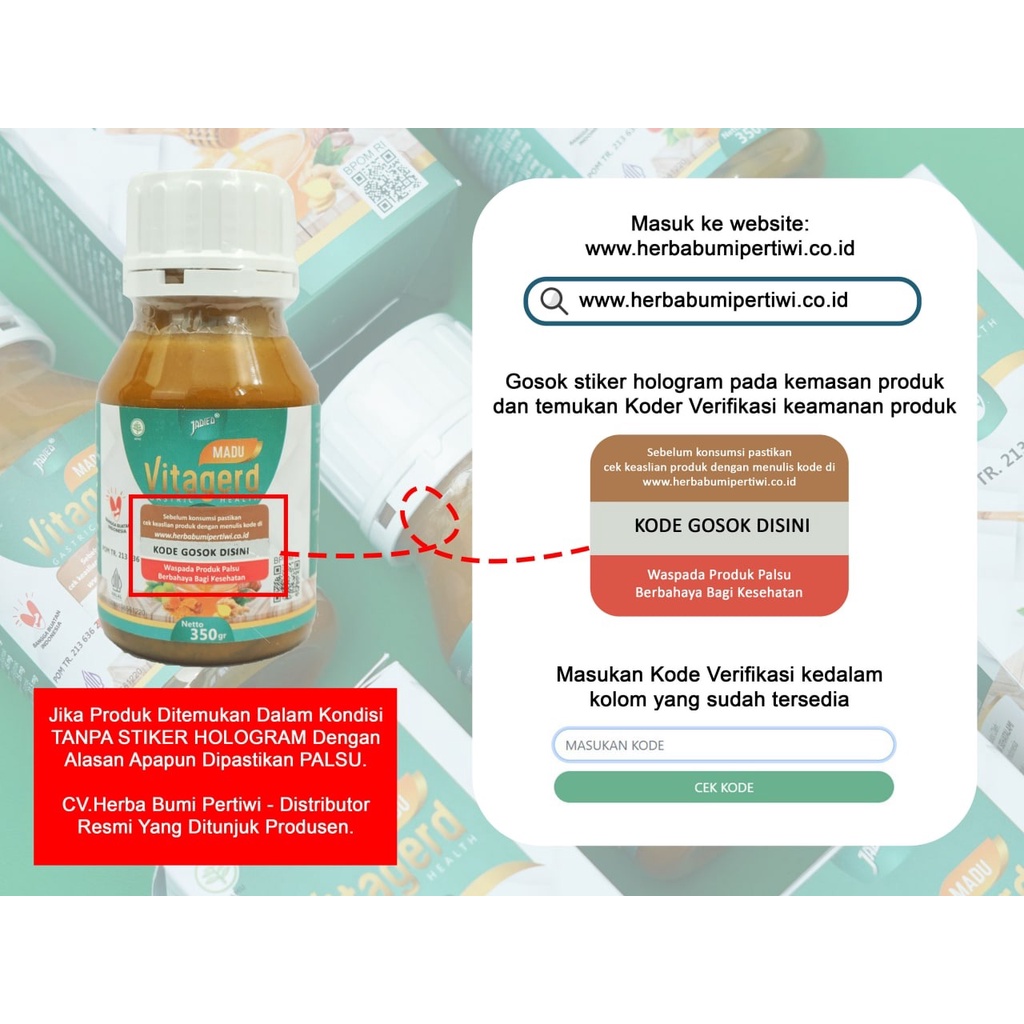 Madu VITAGERD Herbal Obat GERD MAAG ANXIETY MIGRAIN DEPRESI BAU MULUT SARIAWAN Dan Asam Lambung Original Asli Ori dengan Gejala Susah Tidur Sakit Kepala Kleyengan Kliyengan  Tenggorokan Sesak Perut Dada Panas Punggung Linu Panik jantung Berdebar